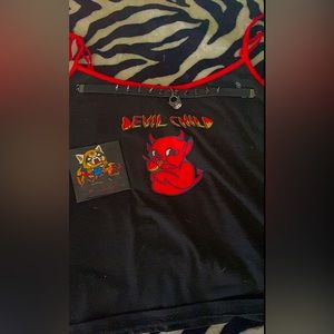 ￼ Devil child spaghetti strap crop with Kurumi choker